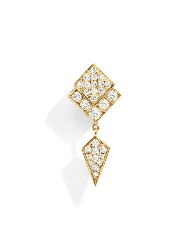 Yellow Gold and Diamond Stairway Earring