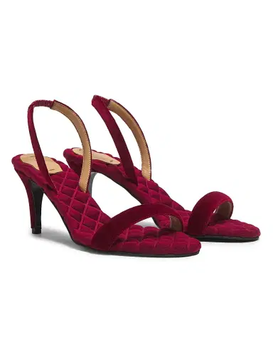 Aera Women's Claudia 70MM Vegan Velvet Slingback Sandals - Deep Crimson | Thumbnail 2