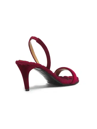 Aera Women's Claudia 70MM Vegan Velvet Slingback Sandals - Deep Crimson | Thumbnail 3