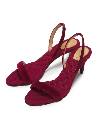 Aera Women's Claudia 70MM Vegan Velvet Slingback Sandals - Deep Crimson | Thumbnail 4