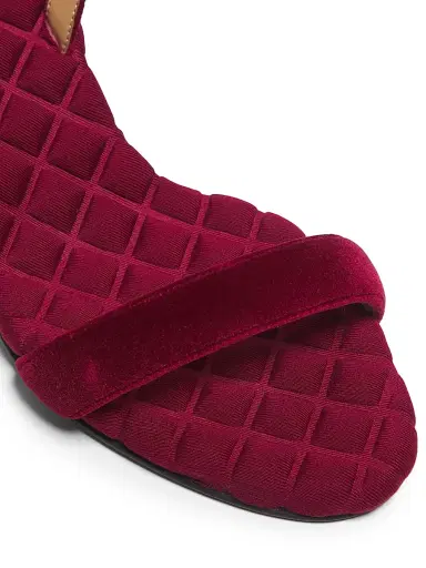 Aera Women's Claudia 70MM Vegan Velvet Slingback Sandals - Deep Crimson | Thumbnail 5