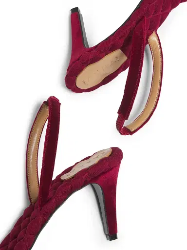 Aera Women's Claudia 70MM Vegan Velvet Slingback Sandals - Deep Crimson | Thumbnail 6