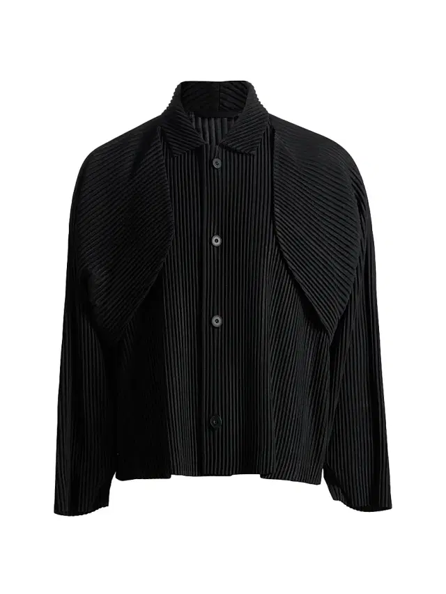 Homme Plissé Issey Miyake Men's Cover & Fold Pleated Jacket - Black