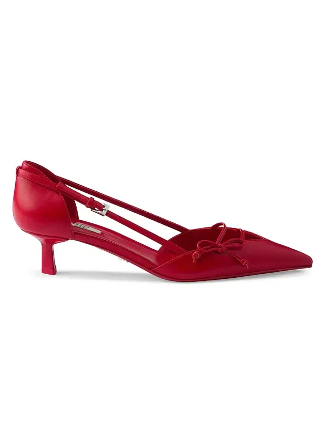Women's Open-Side Leather Pumps - Red