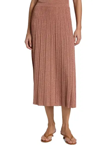 Zimmermann Women's Wanderlust Pleated Metallic Midi-Skirt - Metallic Dusty Rose | Thumbnail 3 Zimmermann Women's Wanderlust Pleated Metallic Midi-Skirt - Metallic Dusty Rose | Thumbnail 3