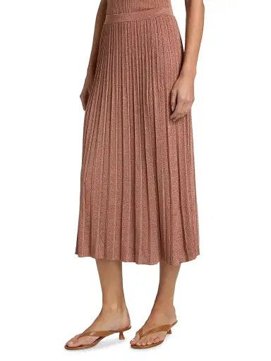 Zimmermann Women's Wanderlust Pleated Metallic Midi-Skirt - Metallic Dusty Rose | Thumbnail 4 Zimmermann Women's Wanderlust Pleated Metallic Midi-Skirt - Metallic Dusty Rose | Thumbnail 4