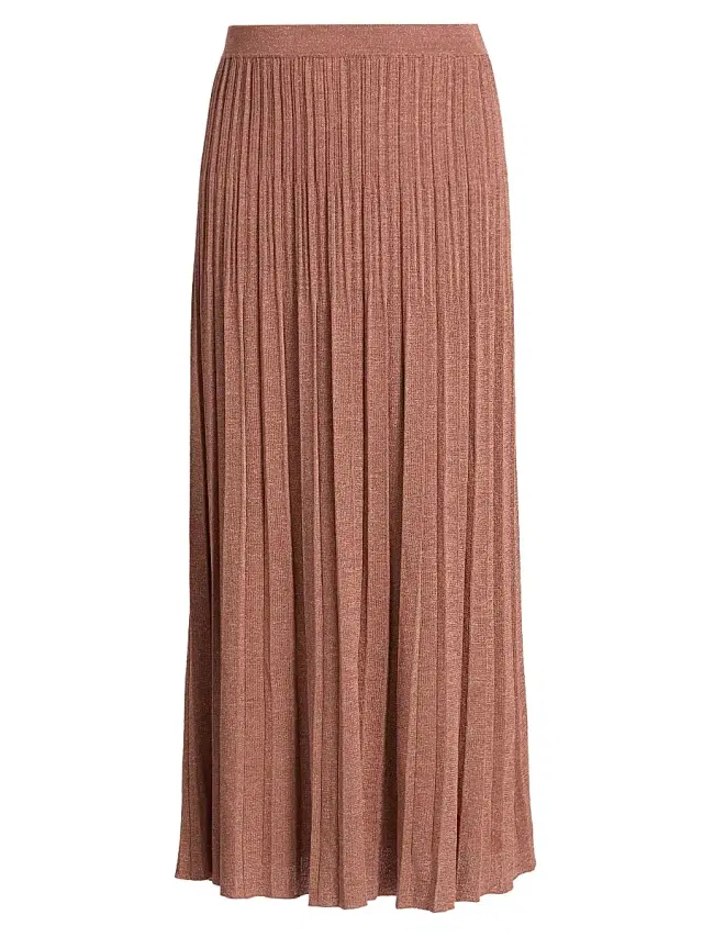 Zimmermann Women's Wanderlust Pleated Metallic Midi-Skirt - Metallic Dusty Rose