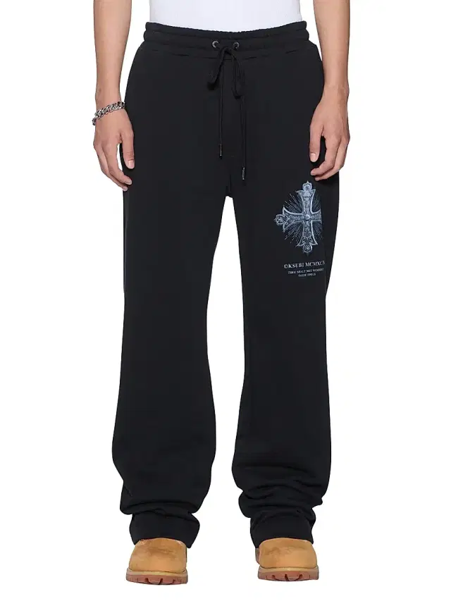 Men's Future Memory Graphic Cotton Track Pants - Black