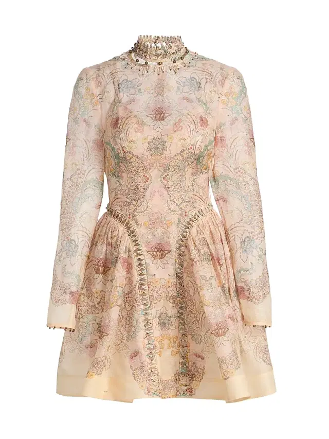 Zimmermann Women's Rebellion Baroque-Printed Linen-Silk Minidress - Pink Floral