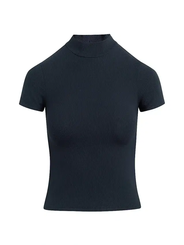 Women's The Stockholm Mock-Turtleneck Knit T-Shirt - Navy