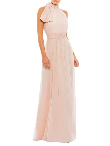 Mac Duggal Women's Petite Ieena 1 Ruched Chiffon A-Line Gown - Blush - Size Petite 14 | Thumbnail 1 Mac Duggal Women's Petite Ieena 1 Ruched Chiffon A-Line Gown - Blush - Size Petite 14 | Thumbnail 1