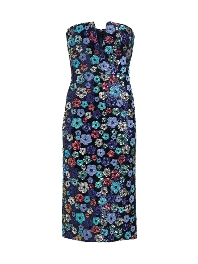 Women's Ella Floral-Sequinned Midi-Dress - Navy Sequin