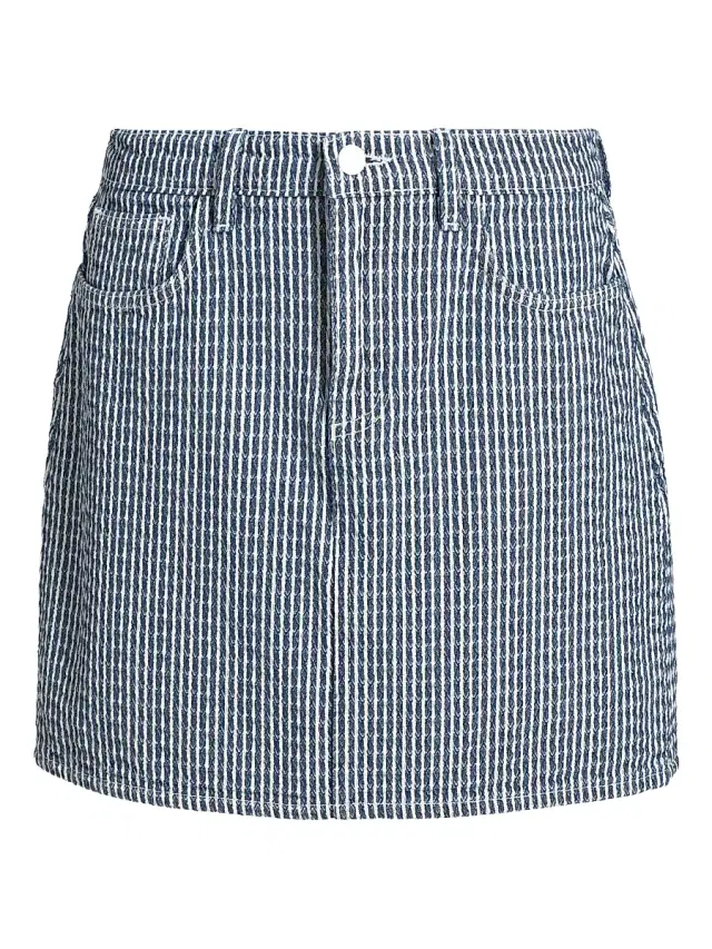 L'AGENCE Women's Jolene Striped Denim Miniskirt - Vista Blue Stripe