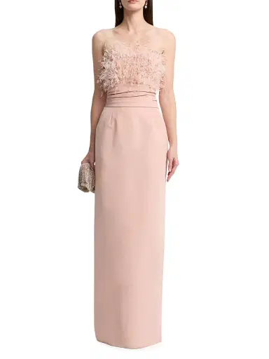 Oscar de la Renta Women's Point D'Esprit Strapless Column Gown - Blush - Size 2 | Thumbnail 2 Oscar de la Renta Women's Point D'Esprit Strapless Column Gown - Blush - Size 2 | Thumbnail 2