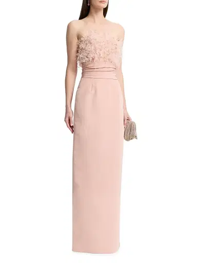 Oscar de la Renta Women's Point D'Esprit Strapless Column Gown - Blush - Size 2 | Thumbnail 3 Oscar de la Renta Women's Point D'Esprit Strapless Column Gown - Blush - Size 2 | Thumbnail 3