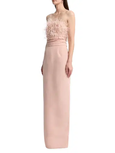 Oscar de la Renta Women's Point D'Esprit Strapless Column Gown - Blush - Size 2 | Thumbnail 4 Oscar de la Renta Women's Point D'Esprit Strapless Column Gown - Blush - Size 2 | Thumbnail 4