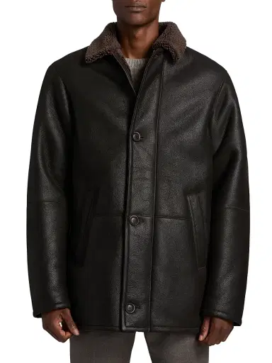 Saks Fifth Avenue Men's COLLECTION Shearling Car Coat - Brown - Size XXL | Thumbnail 3