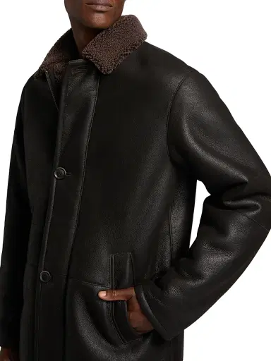 Saks Fifth Avenue Men's COLLECTION Shearling Car Coat - Brown - Size XXL | Thumbnail 6