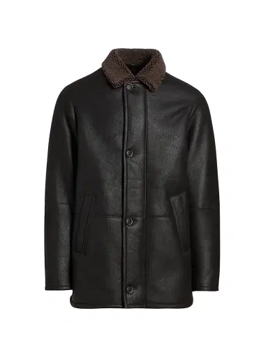 Saks Fifth Avenue Men's COLLECTION Shearling Car Coat - Brown - Size XXL | Thumbnail 1