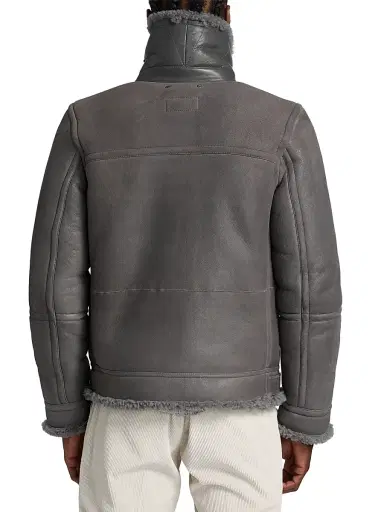 Saks Fifth Avenue Men's COLLECTION Shearling Moto Bomber Jacket - Grey - Size XXL | Thumbnail 5