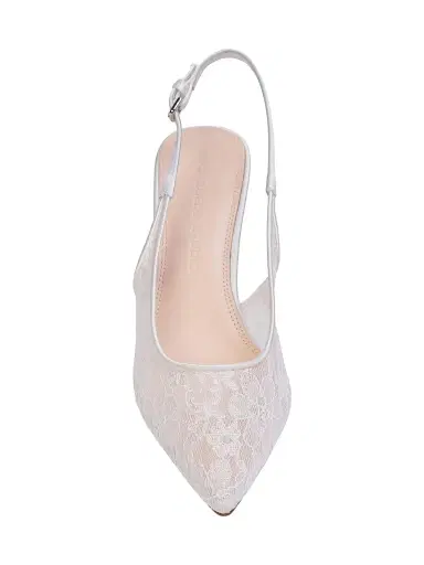 Black Suede Studio Women's Maisie 70MM Pumps - White Lace | Thumbnail 4