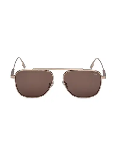 Zegna Men's 57MM Round Sunglasses - Light Bronze Brown | Thumbnail 2