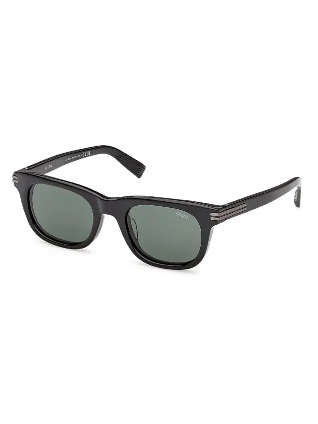 ZEGNA Men's 54MM Square Sunglasses - Black Dark Green