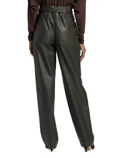 Lapointe Women's Belted Faux-Leather Tapered Trousers - Pine - Size 14 | Thumbnail 5