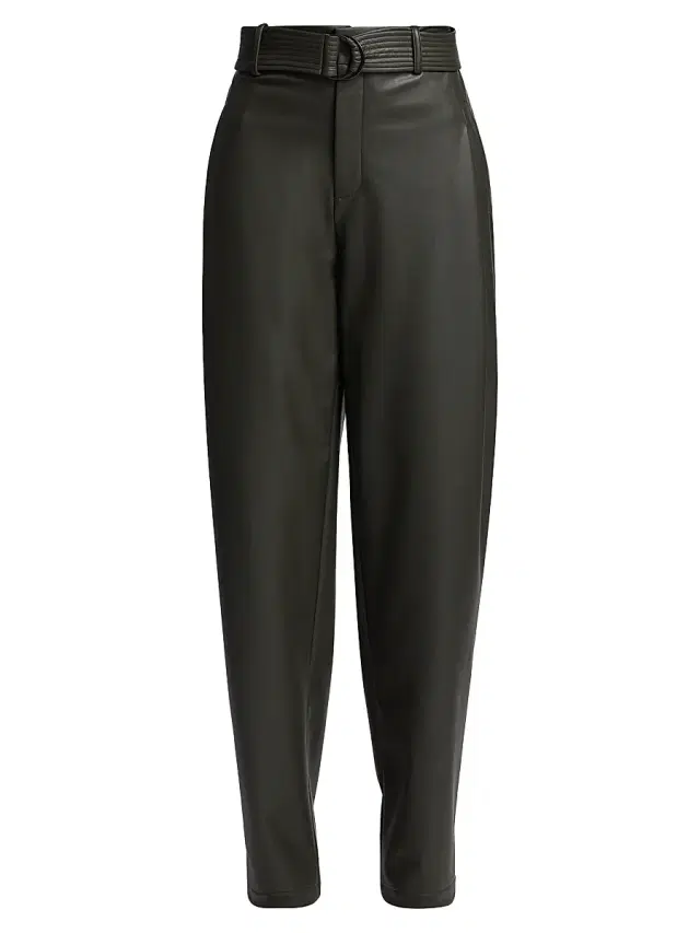 LaPointe Women's Belted Faux-Leather Tapered Trousers - Pine