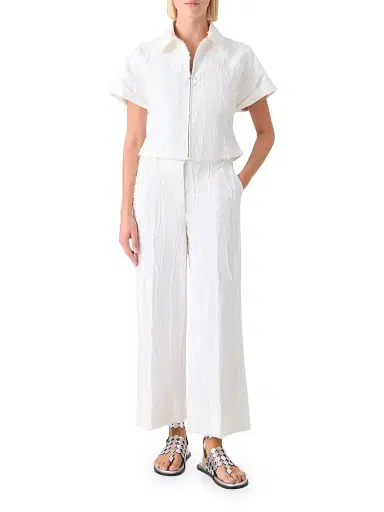 Akris punto Women's Cotton Short-Sleeve Crop Jacket - Cream | Thumbnail 2 Akris punto Women's Cotton Short-Sleeve Crop Jacket - Cream | Thumbnail 2