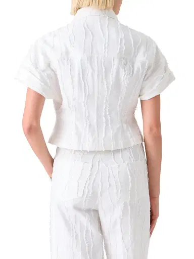 Akris punto Women's Cotton Short-Sleeve Crop Jacket - Cream | Thumbnail 5 Akris punto Women's Cotton Short-Sleeve Crop Jacket - Cream | Thumbnail 5