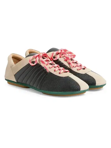 Valentino Garavani Men's Strikie Sneakers in Perforated Nappa and Suede - Black - Size 6 | Thumbnail 2 Valentino Garavani Men's Strikie Sneakers in Perforated Nappa and Suede - Black - Size 6 | Thumbnail 2