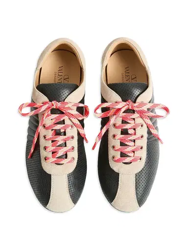 Valentino Garavani Men's Strikie Sneakers in Perforated Nappa and Suede - Black - Size 6 | Thumbnail 4 Valentino Garavani Men's Strikie Sneakers in Perforated Nappa and Suede - Black - Size 6 | Thumbnail 4