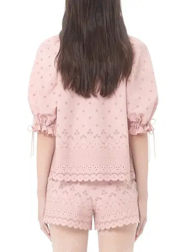 Valentino Garavani Women's Sangallo Lace Top with Fleurs Ajours Margheritine Pattern - Pink | Thumbnail 4