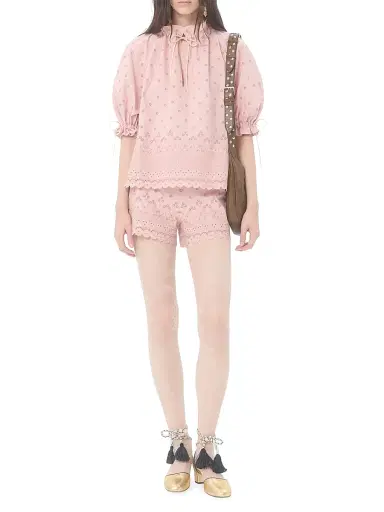 Valentino Garavani Women's Sangallo Lace Top with Fleurs Ajours Margheritine Pattern - Pink | Thumbnail 7