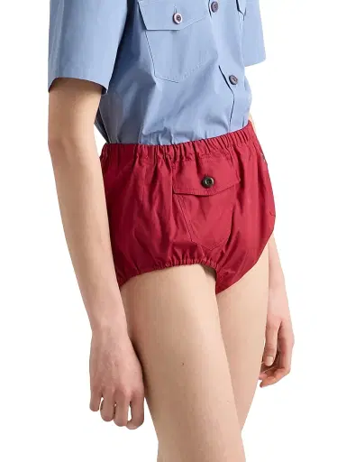 Prada Women's Poplin Shorts - Red | Thumbnail 2