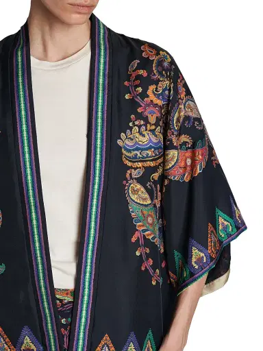 Etro Women's Kesa Paisley Stretch Cotton Jacket - Printed Blue Base - Size XL | Thumbnail 6