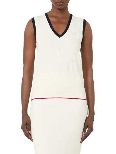 Max Mara Women's Viscose Blend Yarn Tank Top - White Blue - Size XL | Thumbnail 2 Max Mara Women's Viscose Blend Yarn Tank Top - White Blue - Size XL | Thumbnail 2