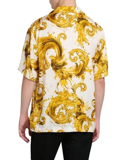 Versace Jeans Couture Men's Barocco Short-Sleeve Shirt - White Gold | Thumbnail 5 Versace Jeans Couture Men's Barocco Short-Sleeve Shirt - White Gold | Thumbnail 5