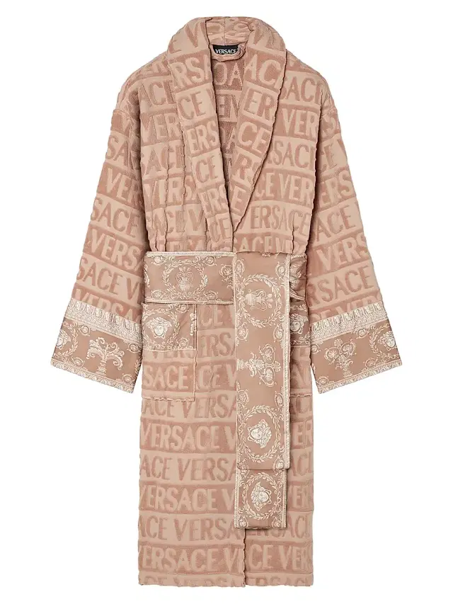Men's I Heart Baroque Cotton Terry Bathrobe - Warm Taupe