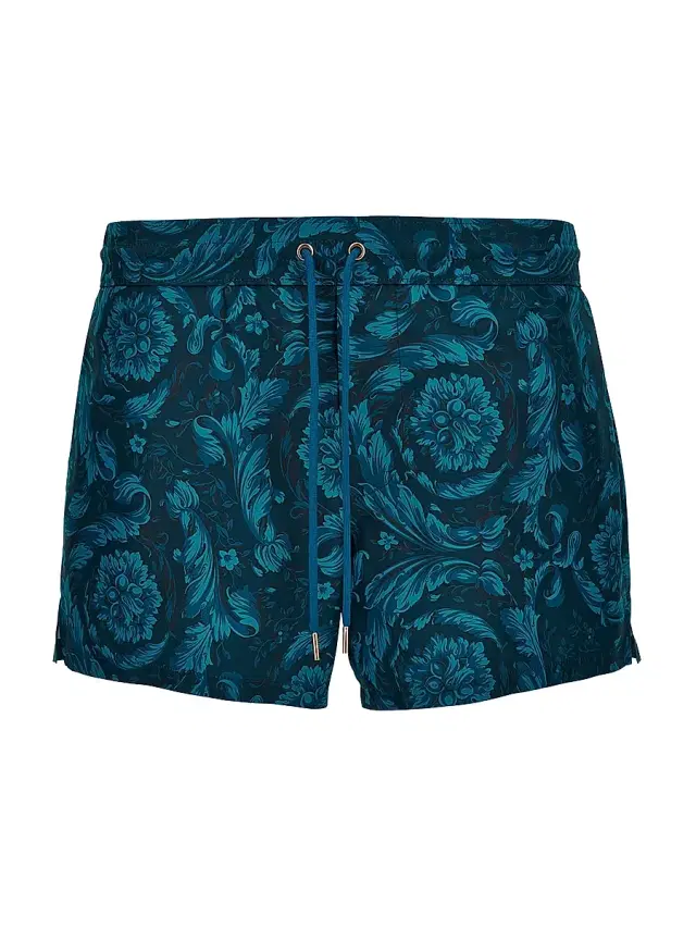 Men's Baroque Printed Swim Trunks - Petrol Blue Tonal