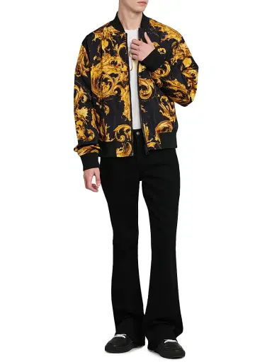 Versace Jeans Couture Men's Filigree Reversible Bomber Jacket - Black Gold | Thumbnail 2 Versace Jeans Couture Men's Filigree Reversible Bomber Jacket - Black Gold | Thumbnail 2