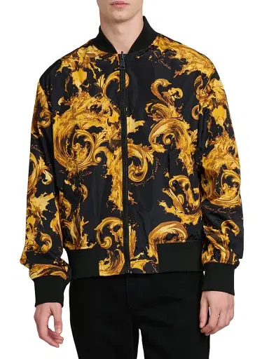 Versace Jeans Couture Men's Filigree Reversible Bomber Jacket - Black Gold | Thumbnail 3 Versace Jeans Couture Men's Filigree Reversible Bomber Jacket - Black Gold | Thumbnail 3