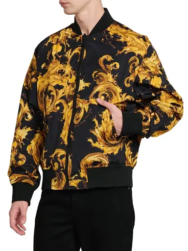 Versace Jeans Couture Men's Filigree Reversible Bomber Jacket - Black Gold | Thumbnail 4 Versace Jeans Couture Men's Filigree Reversible Bomber Jacket - Black Gold | Thumbnail 4