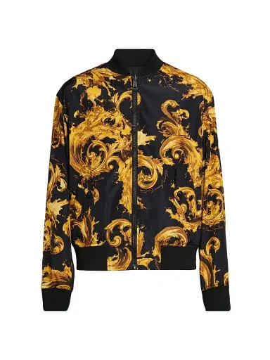 Versace Jeans Couture Men's Filigree Reversible Bomber Jacket - Black Gold | Thumbnail 1 Versace Jeans Couture Men's Filigree Reversible Bomber Jacket - Black Gold | Thumbnail 1