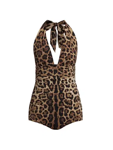 Dolce & Gabbana Women's Leopard One-Piece Halter Swimsuit - Leonew - Size Large | Thumbnail 1 Dolce & Gabbana Women's Leopard One-Piece Halter Swimsuit - Leonew - Size Large | Thumbnail 1
