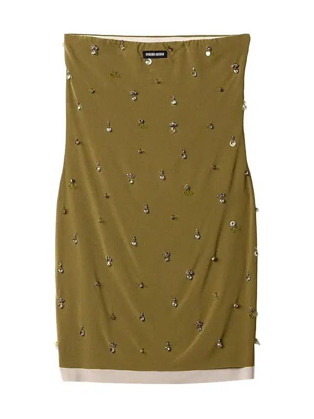 Women's Embroidered Stretch Georgette Mini-Dress - Green