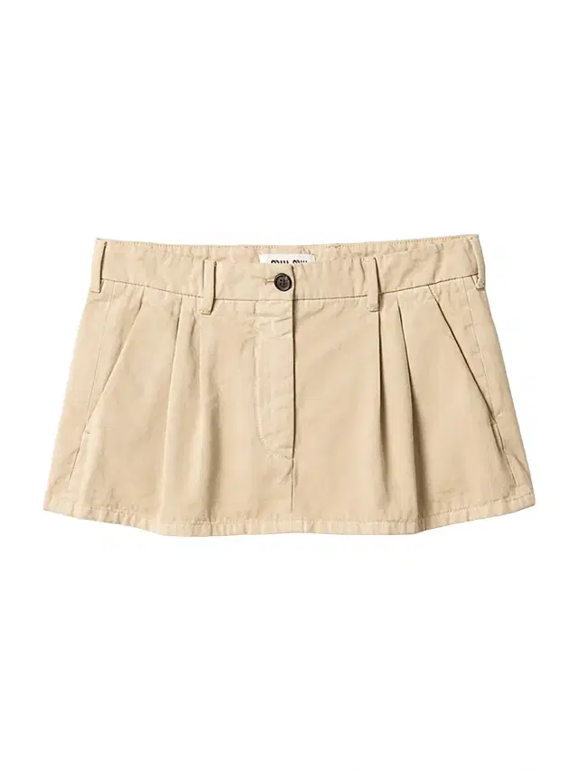 Women's Old Gabardine Mini Skirt - Beige Khaki
