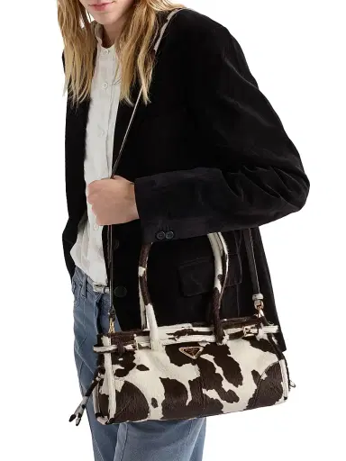Prada Women's Bonnie Leather Top Handle Bag - White | Thumbnail 3