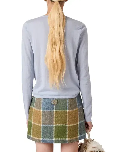 Miu Miu Women's Cashmere Henley Sweater - Blue - Size 6 | Thumbnail 3 Miu Miu Women's Cashmere Henley Sweater - Blue - Size 6 | Thumbnail 3